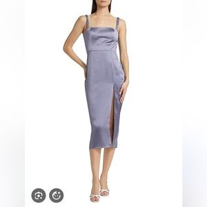Amanda Uprichard Mileena 100% Silk  Dress Pewter Gray Blue Size Small S NWT